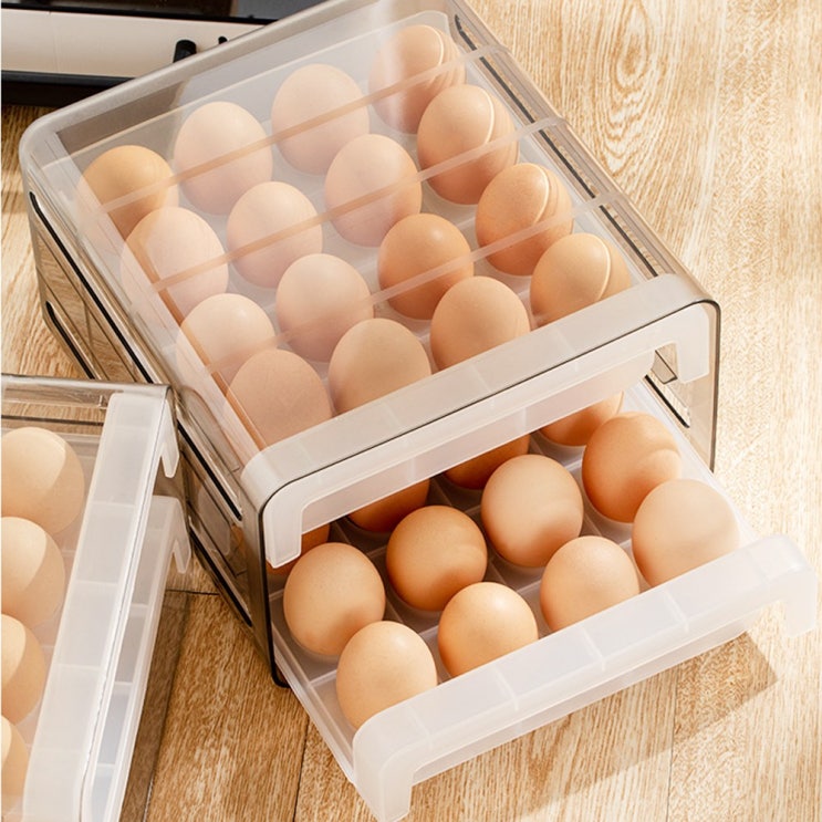 인지도 있는 Beliver 서랍형 다이소 계란트레이 에그트레이 냉장고 계란정리 달걀 투명2단 32알 ···