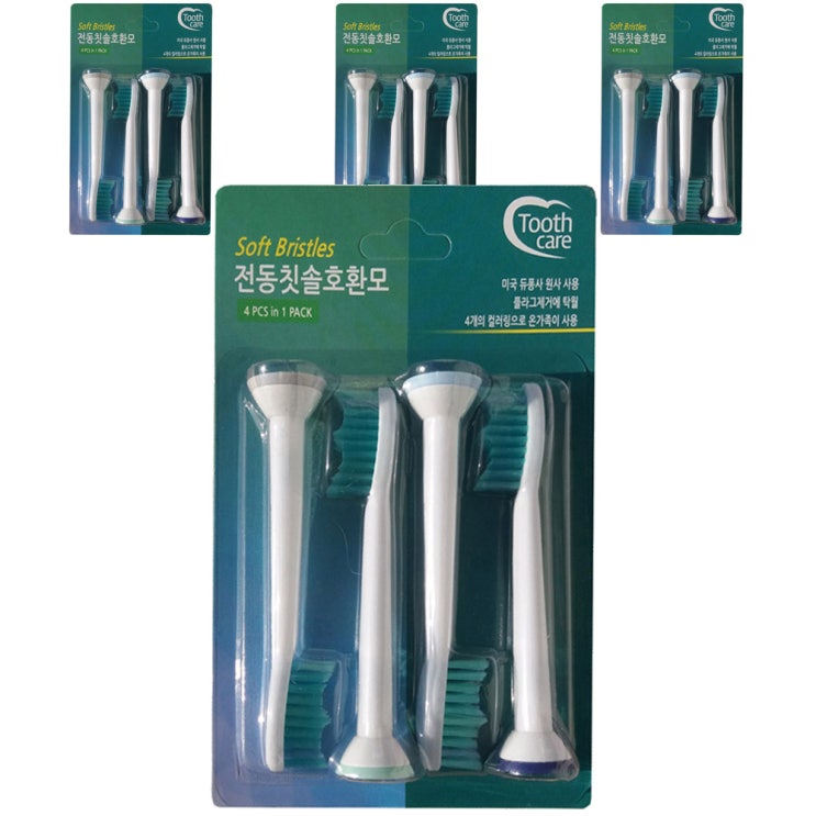 후기가 정말 좋은 Toothcare 필립스 음파전동칫솔호환모 4p, 단일 상품, 4개입(로켓배송) ···