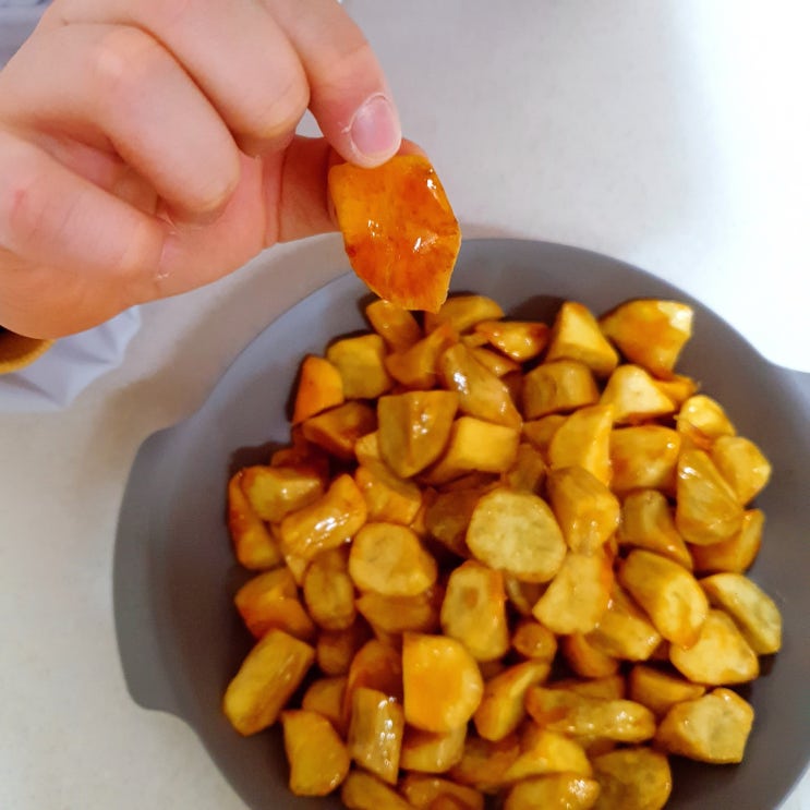  토울황토고구마로 손에 묻지 않는 백종원 고구마맛탕 만들기