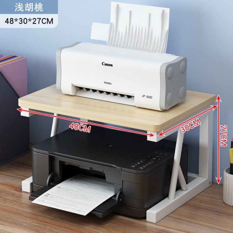 요즘 인기있는 프린터 복합기 다용도 거치대 책상 수납 보조 선반 정리 가정용 사무실, 우드48x30x27 좋아요