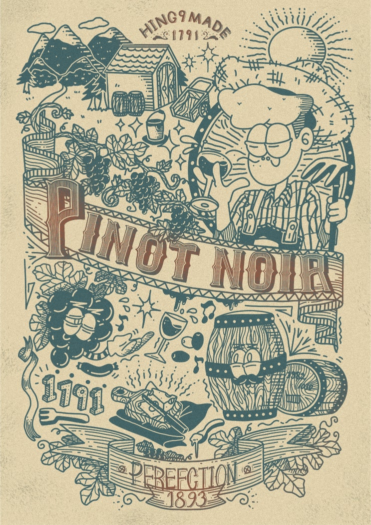  와인 포도농장 일러스트 [Pinot Noir]