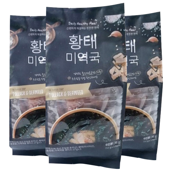 리뷰가 좋은 안옥남 황태 즉석 미역국, 36g, 3개(로켓배송) 좋아요