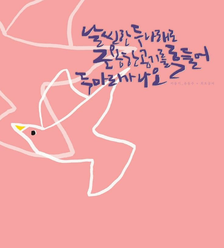  캘리그래피로 적는 윤동주 시인의 비둘기