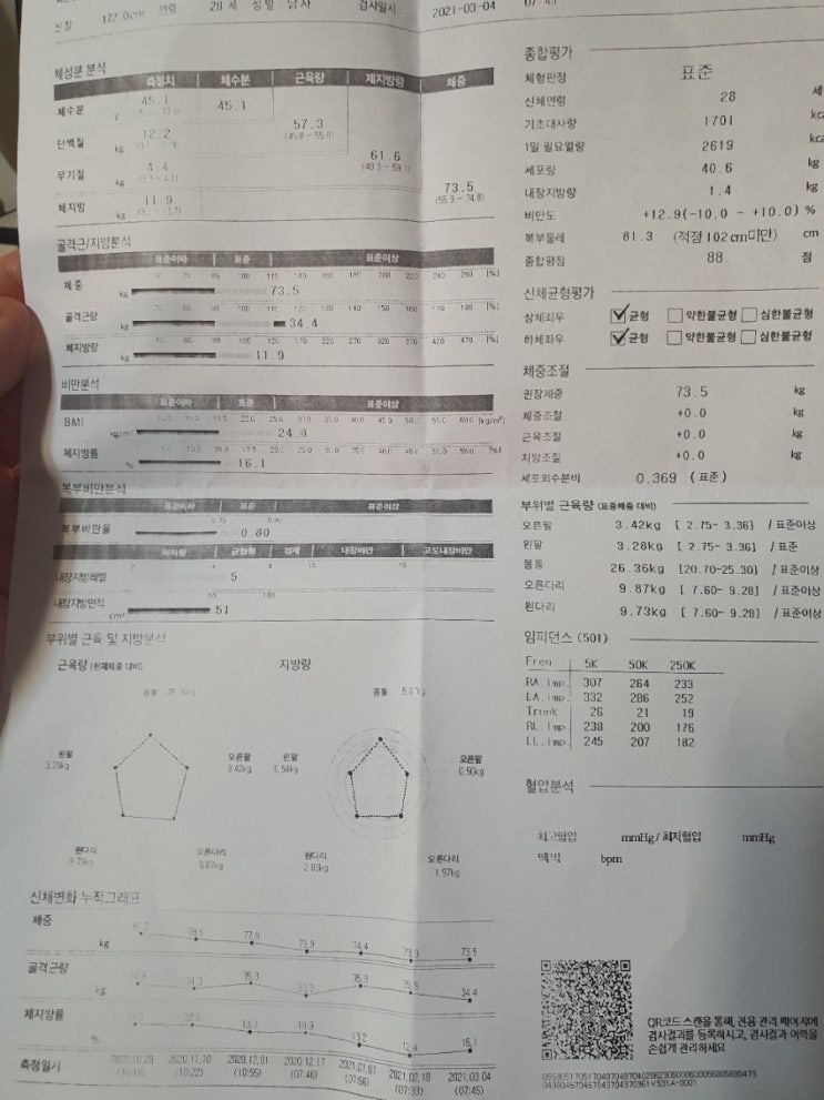  나의 건강관리 - 21주차... 눈에서 흐르는건 땀일거야(상체탈의 주의)