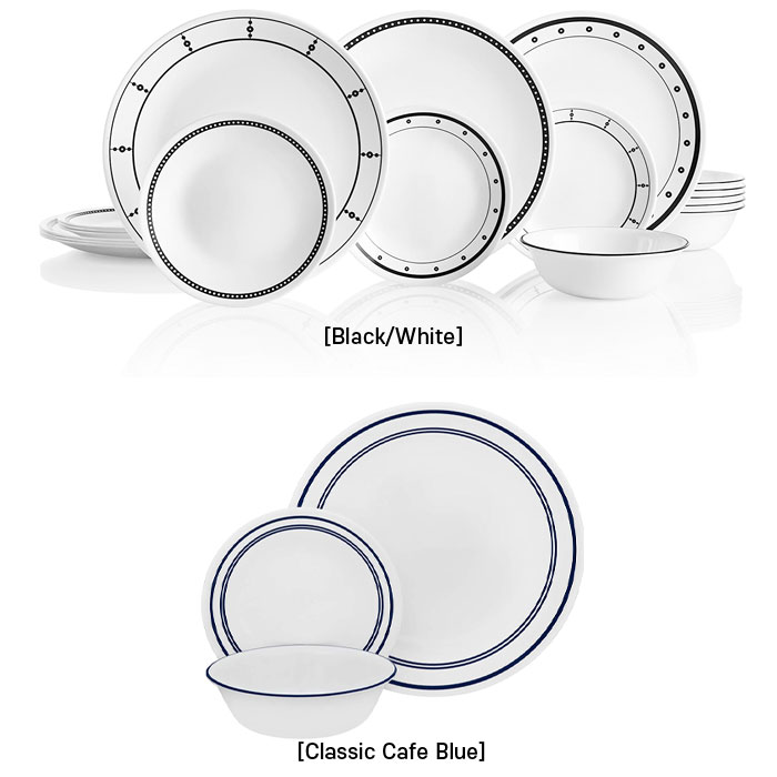 가성비갑 Corelle 코렐 18피스 6인 디너웨어 세트 식기세트 Corelle 18 Piece Service for 6 Dinnerware Set, Black-White 추천합니