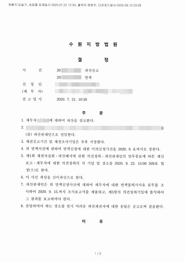  비트코인 채무, 개인파산 면책받은 성공사례