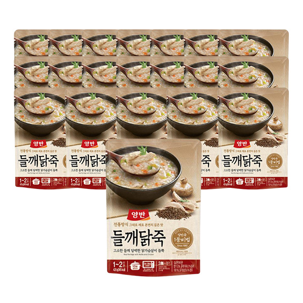 갓성비 좋은 양반 들깨닭죽 파우치, 420g, 20개(로켓배송) ··· 갓성비 좋은 양반 들깨닭죽 파우치, 420g, 20개(로켓배송) ···
