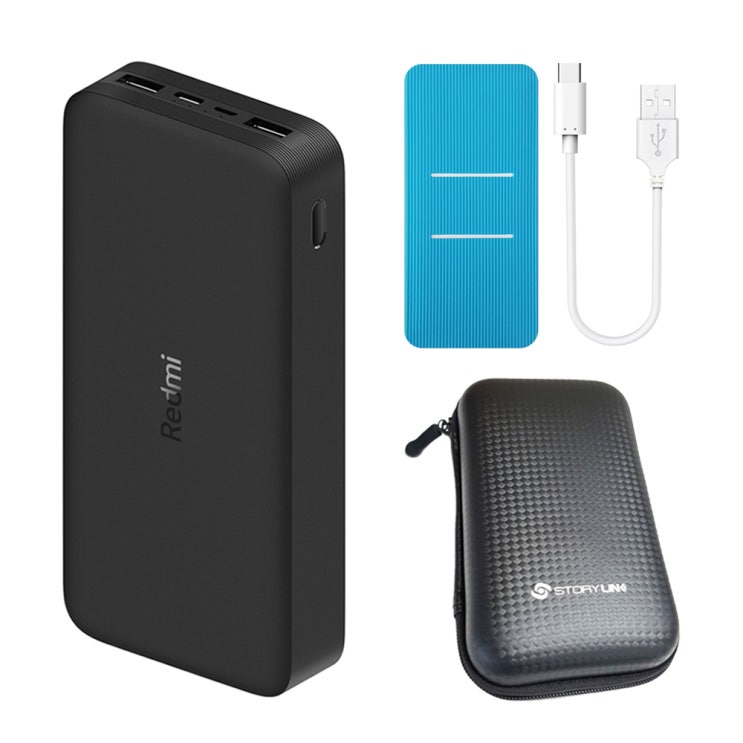 잘팔리는 샤오미 홍미 고속충전 보조배터리 20000mAh + 케이스 랜덤발송 + 파우치 + C타입 케이블 + 5핀 케이블 세트, 블랙, PB200LZM(로켓배송) ··· 잘팔리는 샤오미 홍미 고속충전 보조배터리 20000mAh + 케이스 랜덤발송 + 파우치 + C타입 케이블 + 5핀 케이블 세트, 블랙, PB200LZM(로켓배송) ···