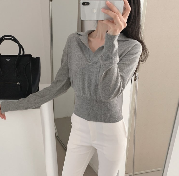 데일리 코디 카라 브이넥 슬림 이너 니트티 입니다!