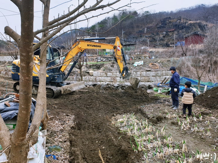  [시골여행] 포크레인 구경하는 막내!