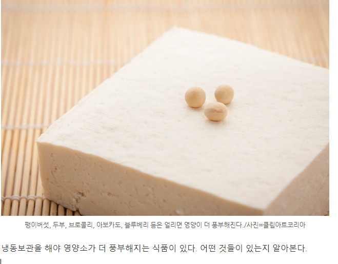 얼리면 영양 풍부해지는[ 식품4] →두부 냉동 보관하라고?