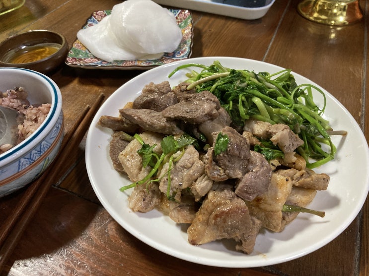  청도 한재미나리 삼겹살 먹방 Tip 미나리 요리 구이 (feat. 팜팜팜스 고객님 후기)