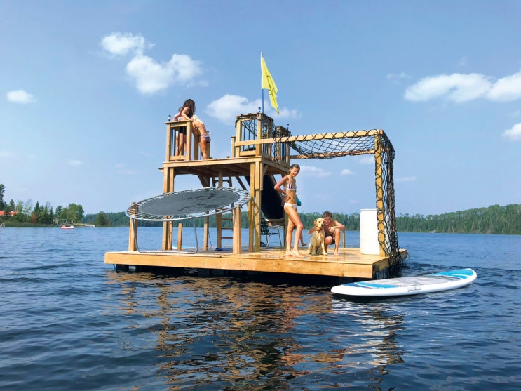 DIY 뗏목 워터파크 만들기 플로팅 놀이터 수상 물놀이 시설