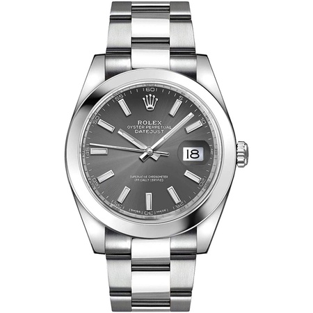 갓성비 좋은 Mens Rolex Datejust 41 Dark Rhodium Dial Oystersteel Watch (ref. 126300) PROD80005810 ···