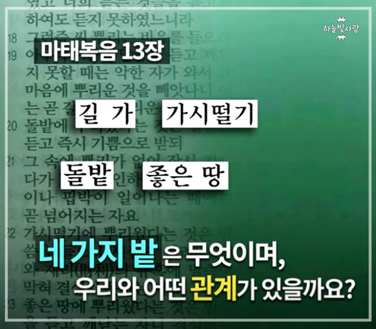 마태복음 13장 네 가지 밭에 대한 교리비교