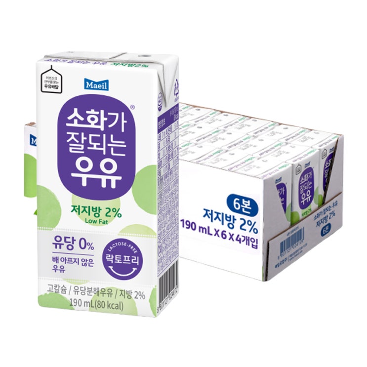 리뷰가 좋은 매일유업 소화가 잘되는 우유 저지방, 24개입, 190ml(로켓배송) 좋아요