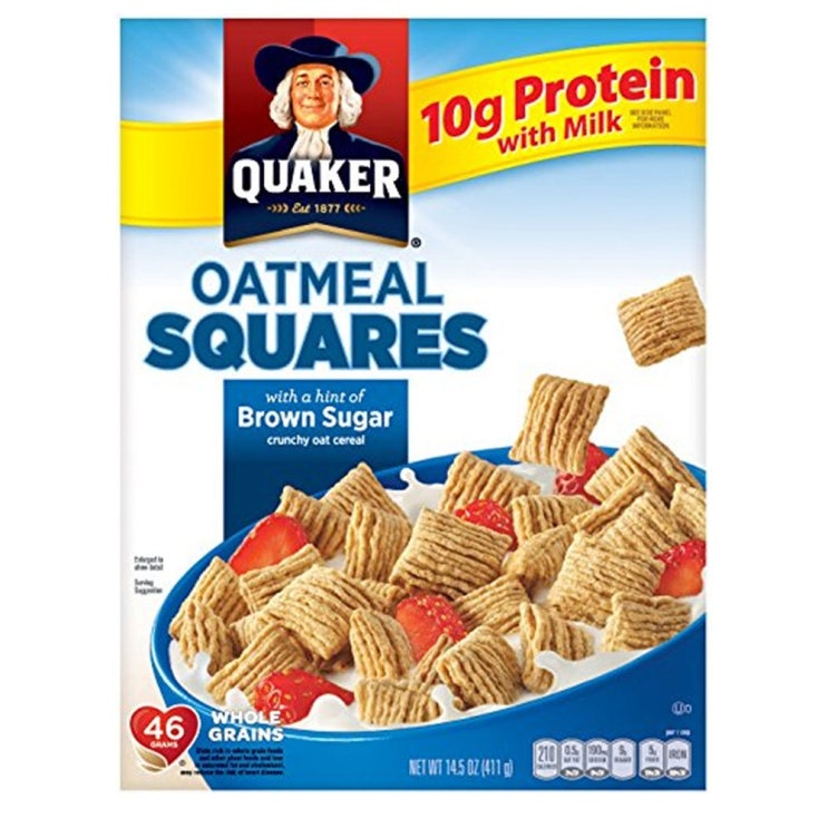 최근 인기있는 Quaker Oatmeal Squares Brown Sugar 퀘이커 오트밀 스퀘어 브라운슈가 단백질 미니바이트 시리얼 411g 미국 리뷰베스트 간편섬유질브랜드 직구