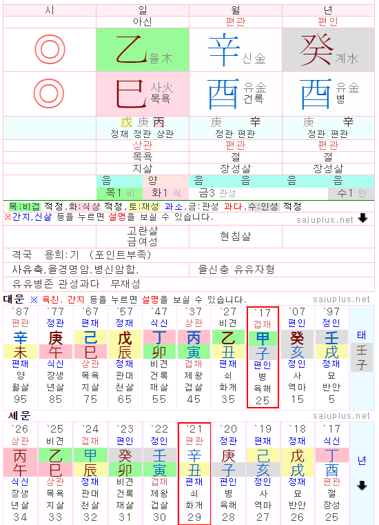 권민아 사주 (종살격)