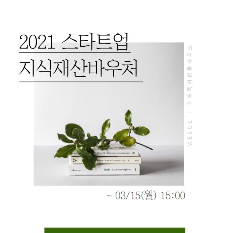  [전국][IP종합] 2021 스타트업 지식재산바우처사업 : 필요한 IP서비스를 선택해서 쓰자! (~03/15)