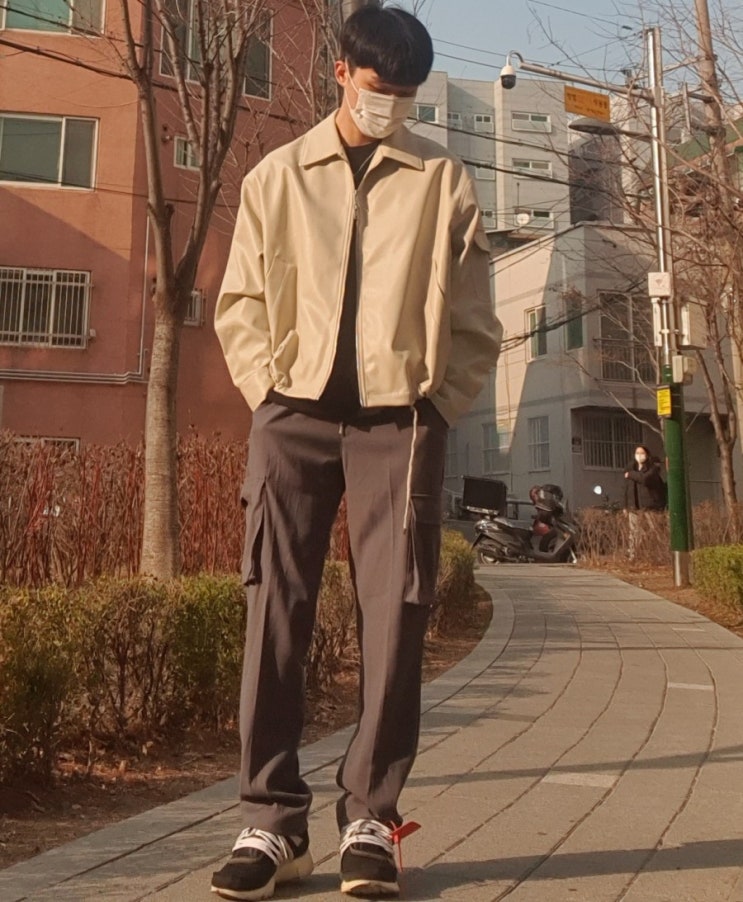  감탄스러운 스파오 에코 레더 자켓 리뷰및 코디