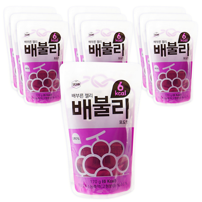 구매평 좋은 DASHIN 6kcal 배부른 젤리 배불리 포도맛, 170g, 10개입(로켓배송) 좋아요 구매평 좋은 DASHIN 6kcal 배부른 젤리 배불리 포도맛, 170g, 10개입(로켓배송) 좋아요