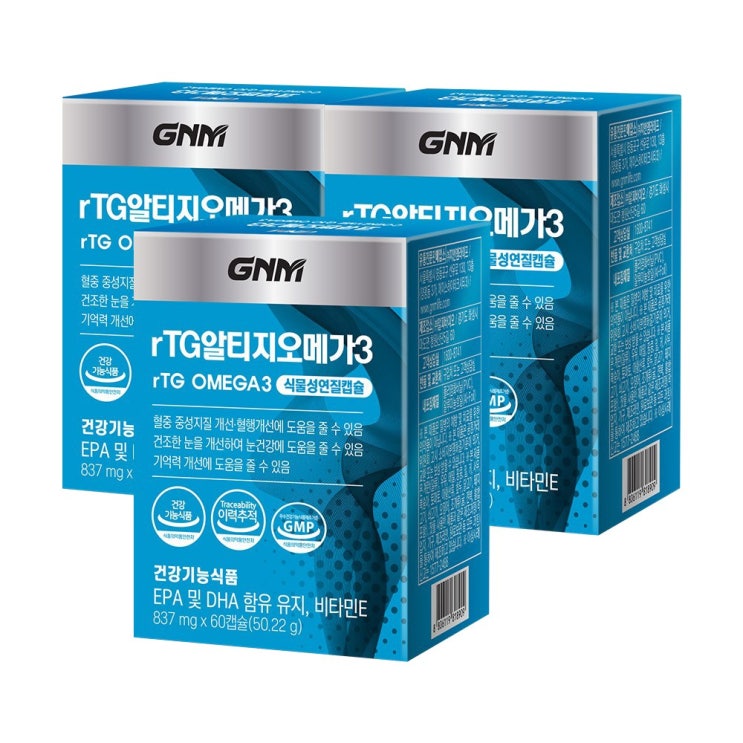 최근 많이 팔린 GNM자연의품격 rTG 알티지 오메가3, 60캡슐, 3개 추천해요