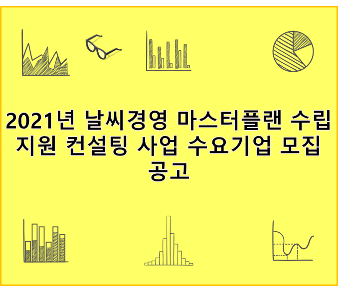 2021년 날씨경영 마스터플랜 수립 지원 컨설팅 사업 수요기업 모집 공고(2021-03-05 ~ 2021-04-09) 2021년 날씨경영 마스터플랜 수립 지원 컨설팅 사업 수요기업 모집 공고(2021-03-05 ~ 2021-04-09)