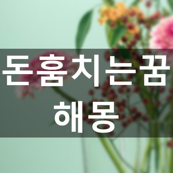 돈훔치는꿈 해몽 알아보아요.
