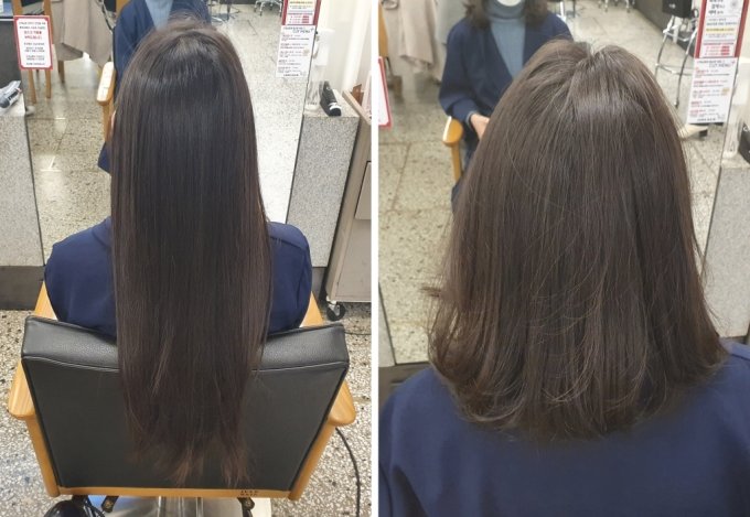 "2년 간 길렀던 머리카락 25cm를 잘랐다" "2년 간 길렀던 머리카락 25cm를 잘랐다"