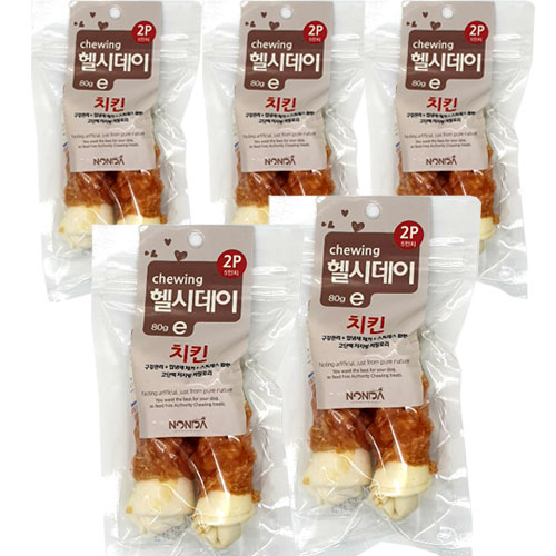 당신만 모르는 논다 헬시데이 강아지 츄잉껌 2p, 치킨, 5개(로켓배송) ···