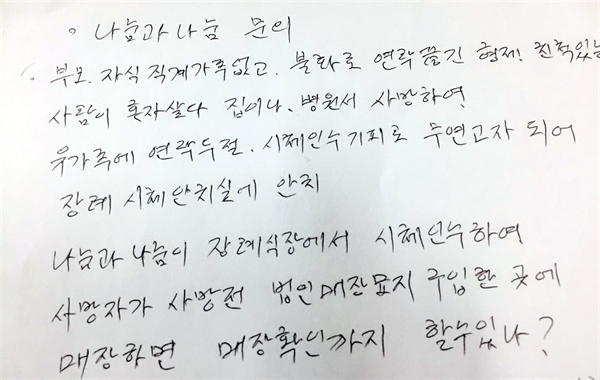 시장님, 사는 것도 걱정인데 죽음도 걱정입니다