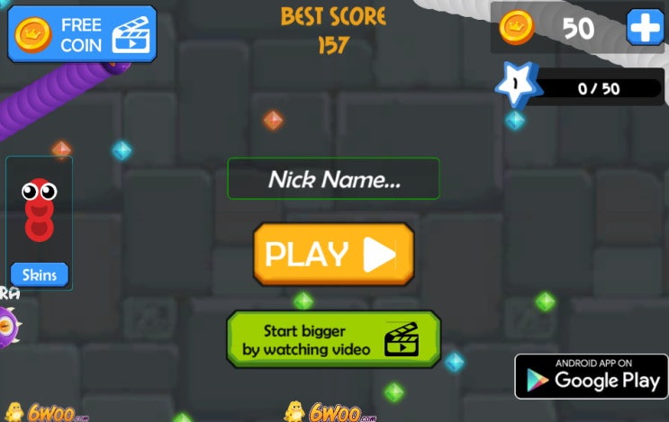  지렁이 키우기 게임 (slither.io)