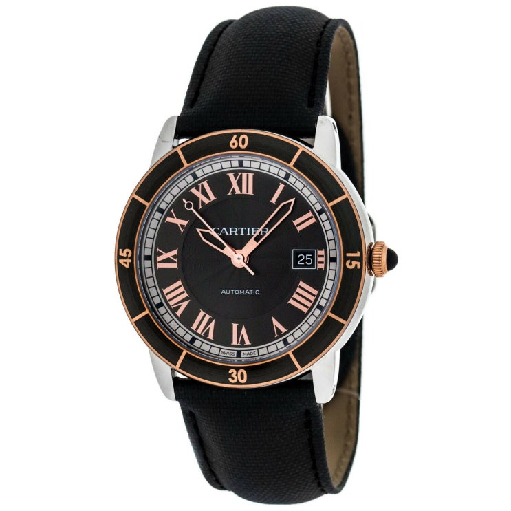 후기가 좋은 176857 / Cartier Ronde CroisiíÂre 42mm Grey Dial18K Pink Gold BLK Calfskin Watch W2RN0005 ···