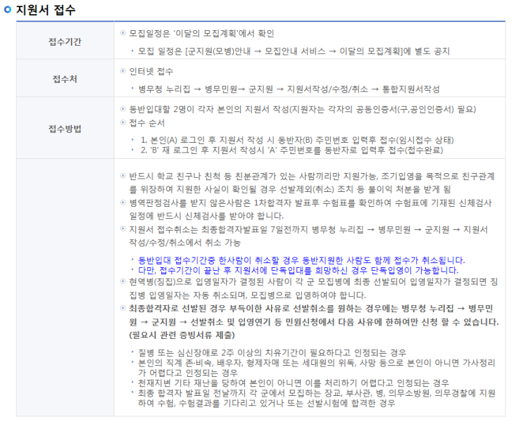  동반 입대 지원 절차에 대해서 알아 볼까요?