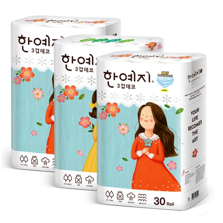 인기 급상승인 한예지 3겹 천연펄프 데코 화장지 27m, 30롤, 3팩(로켓배송) ··· 인기 급상승인 한예지 3겹 천연펄프 데코 화장지 27m, 30롤, 3팩(로켓배송) ···