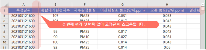  엑셀 | 틀 고정하는 방법(행과 열 틀 고정)