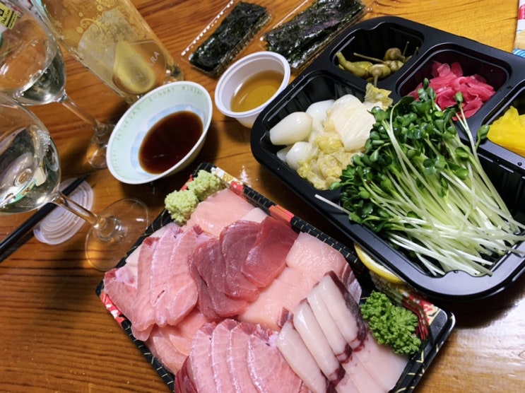  오산조은참치 안양평촌점 조은세트 포장/ 안양참치포장해서 집에서 샴페인 한잔
