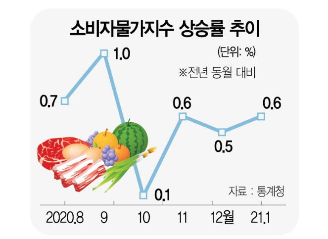 정부 기재부 물가급등 경고 - 한국은행의 전망과 반대의 입장 표명 (물가정보)