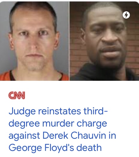  3rd-Degree Murder Charge Reinstated