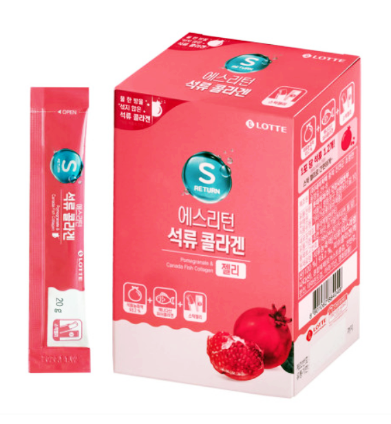  [롯데헬스원]에스리턴 석류+저분자 피쉬콜라겐 젤리스틱 효능·복용법