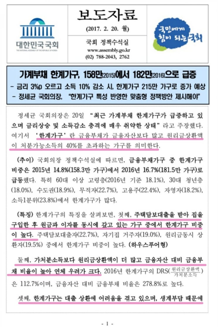  2017년기준 소득10%감소시 한계가구 18%증가, 2021년 지금은