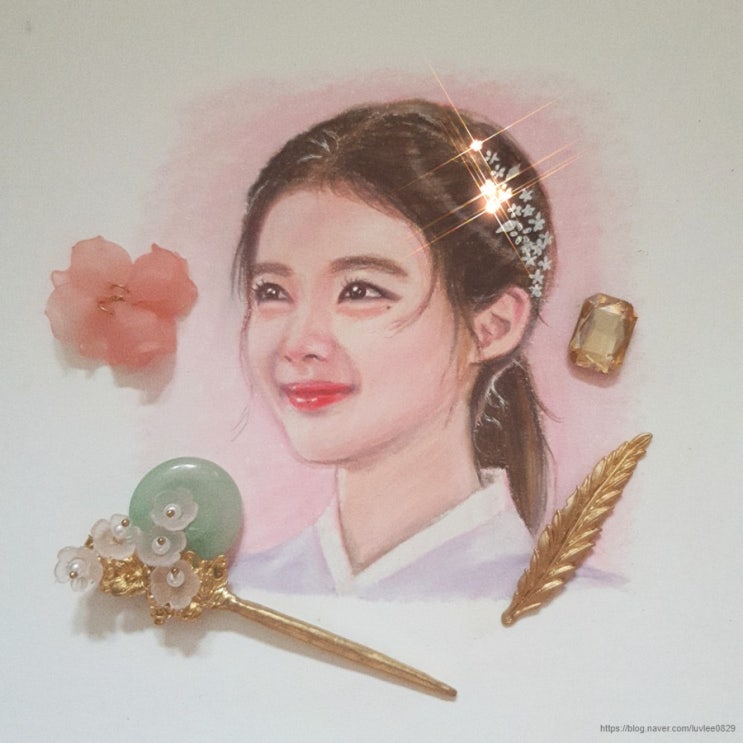  [색연필인물화] 김유정 팬아트 한복 구르미그린달빛 색연필 그림 그리기 