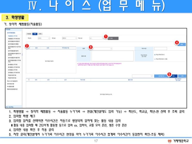  특수학교 담임  4월 ~ 6월 나이스(NEIS) 업무메뉴 관련 내용(학생생활 & 학생/학부모서비스)