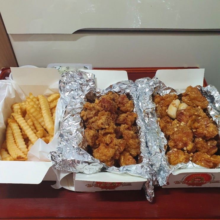  [먹거리 리뷰] 토리 2마리치킨 순살 치킨(조청강정+간장 치킨)+감자 튀김 먹어본 후기
