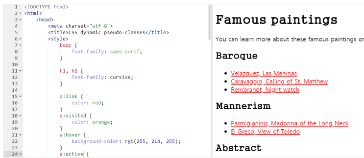 CSS 동적 가상 클래스, Pseudo class CSS 동적 가상 클래스, Pseudo class