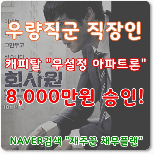  우량직군 쉽게 무설정 아파트론 8,000만원 승인