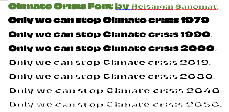 기후 위기를 반영한 글꼴 Climate Crisis Font 무료 다운로드
