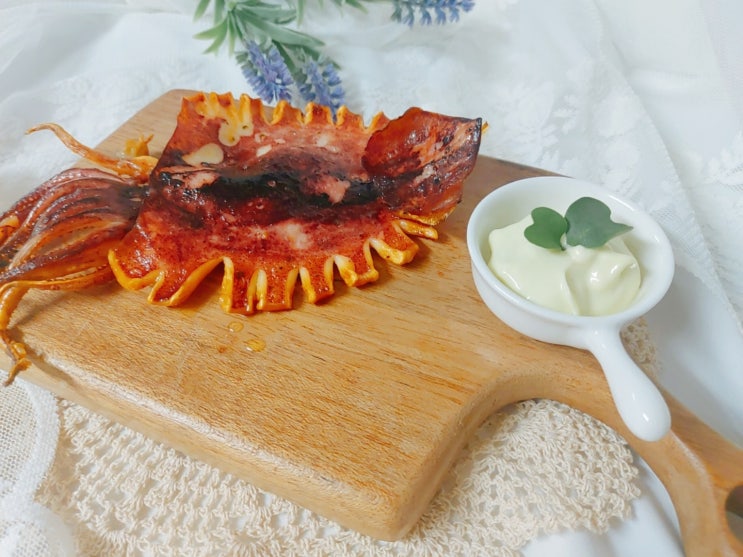  반건조오징어 에어프라이어 버터구이 오바다푸드 요리