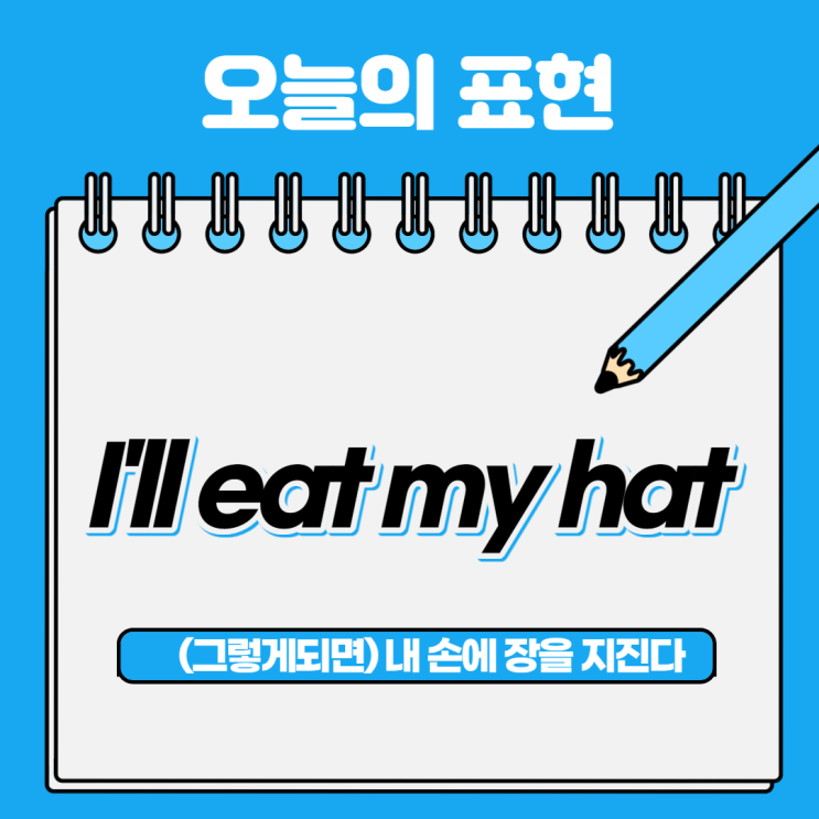  [오늘의 영어회화] 24. 내 손에 장을 지진다, I'll eat my hat
