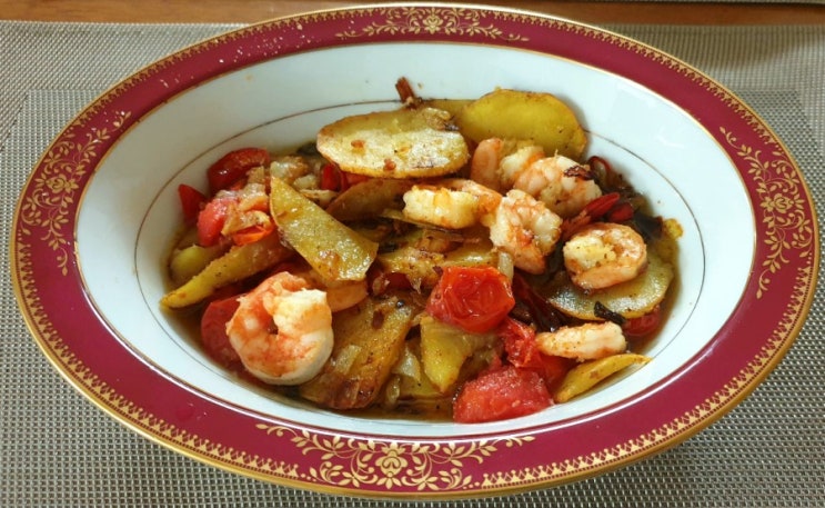  고구마로 풍미를 더한 새우감바스 알 아히요 (Gambas al ajillo) 만들기